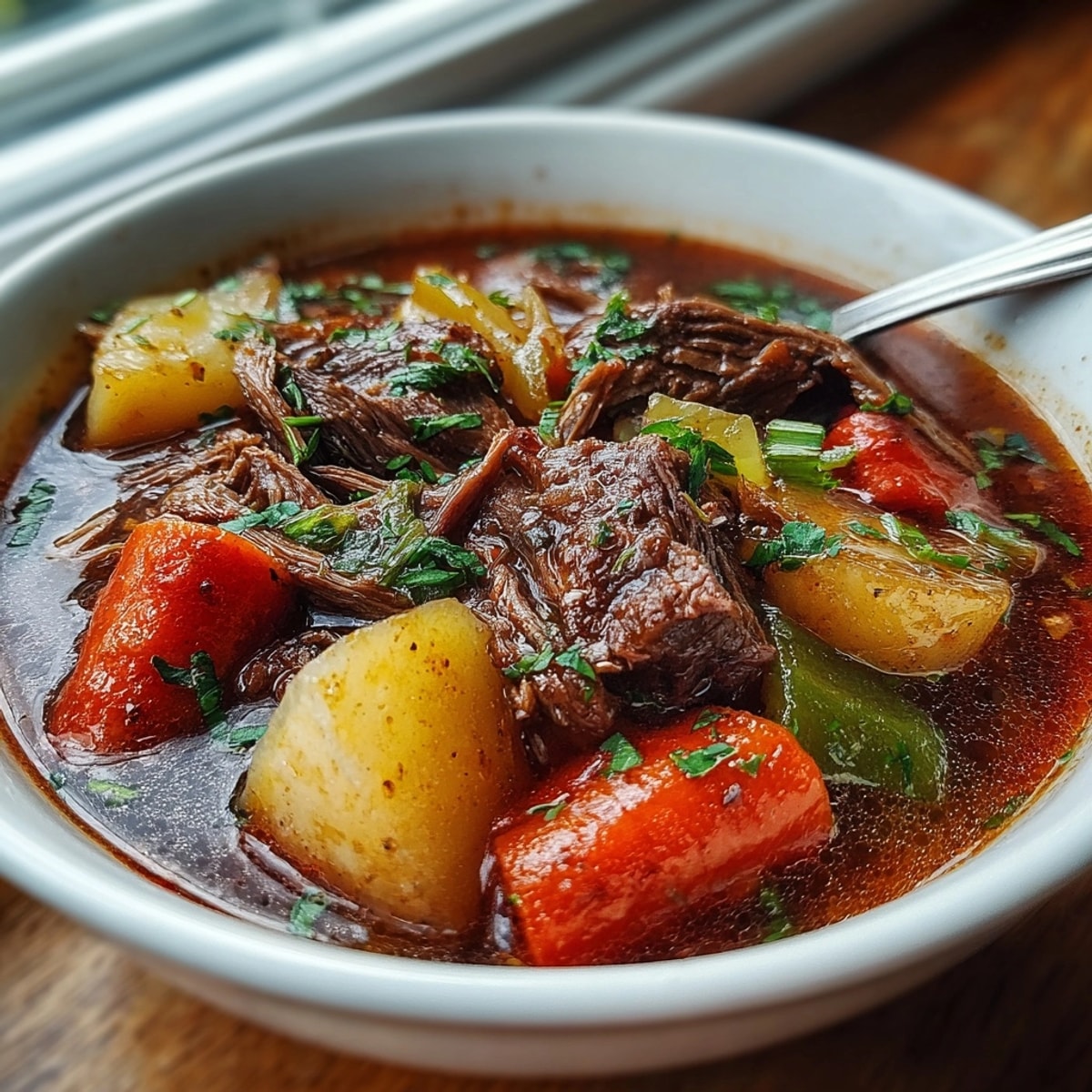 Hearty, homemade Slow Cooker Beef and Vegetable Stew &amp;#8211; a flavorful, easy dinner tonight!