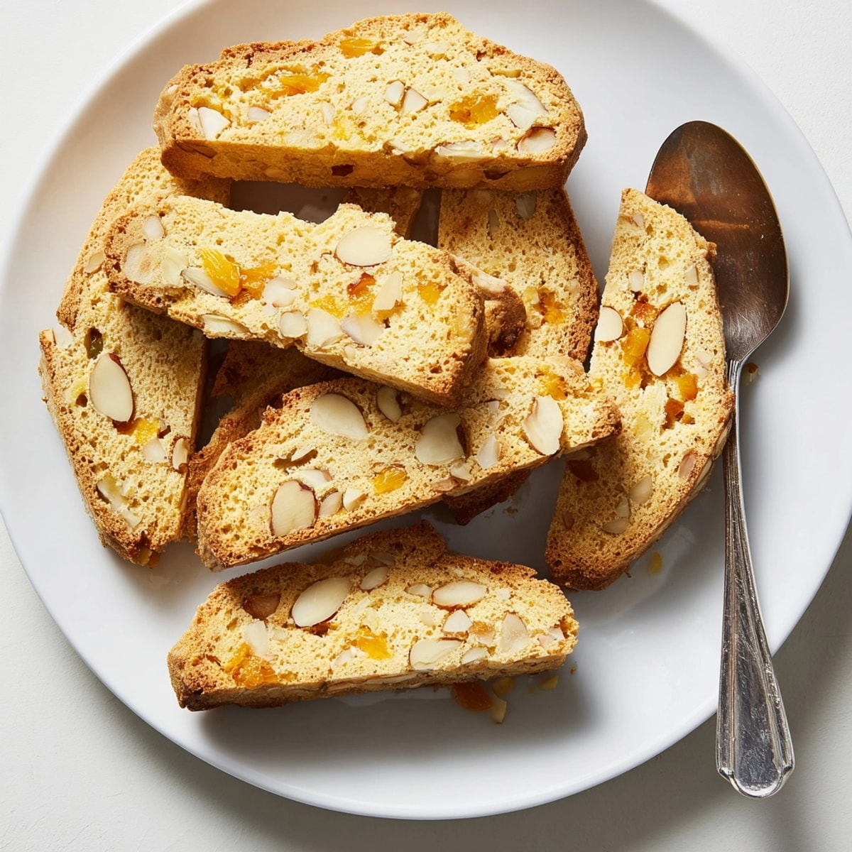 Golden-brown biscotti cooling on a rack, a twice-baked Italian treat with almonds.