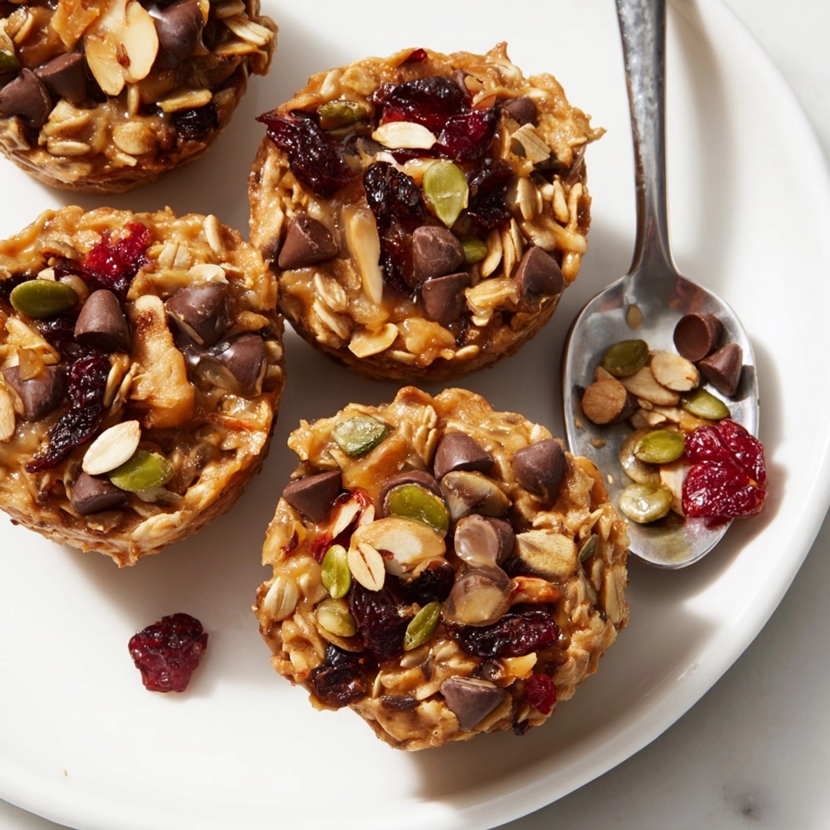 Golden Peanut Butter Trail Mix Breakfast Cups, a delicious oat-based start to the day.