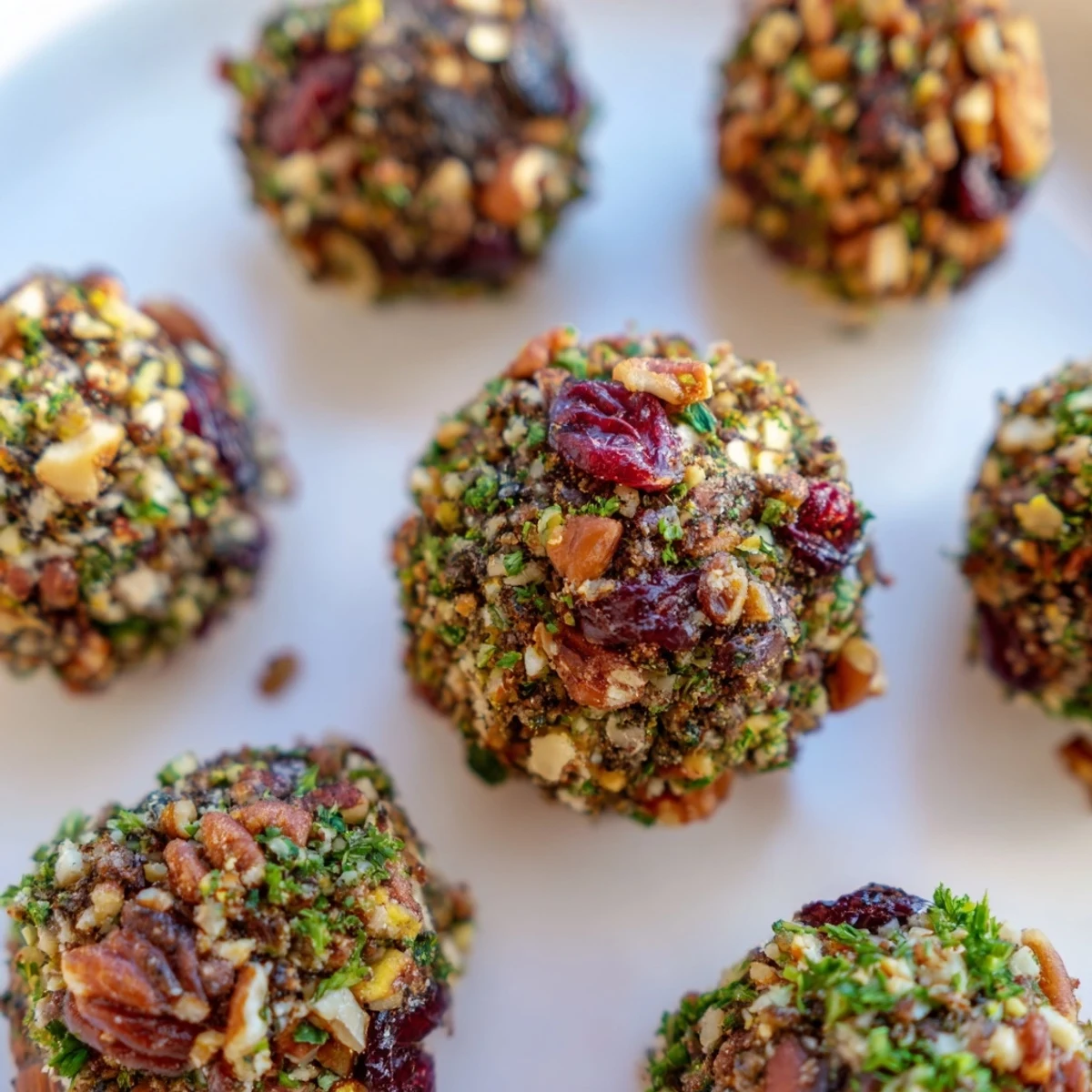 Festive charcuterie board holiday snack balls with creamy cheeses and savory meats.  