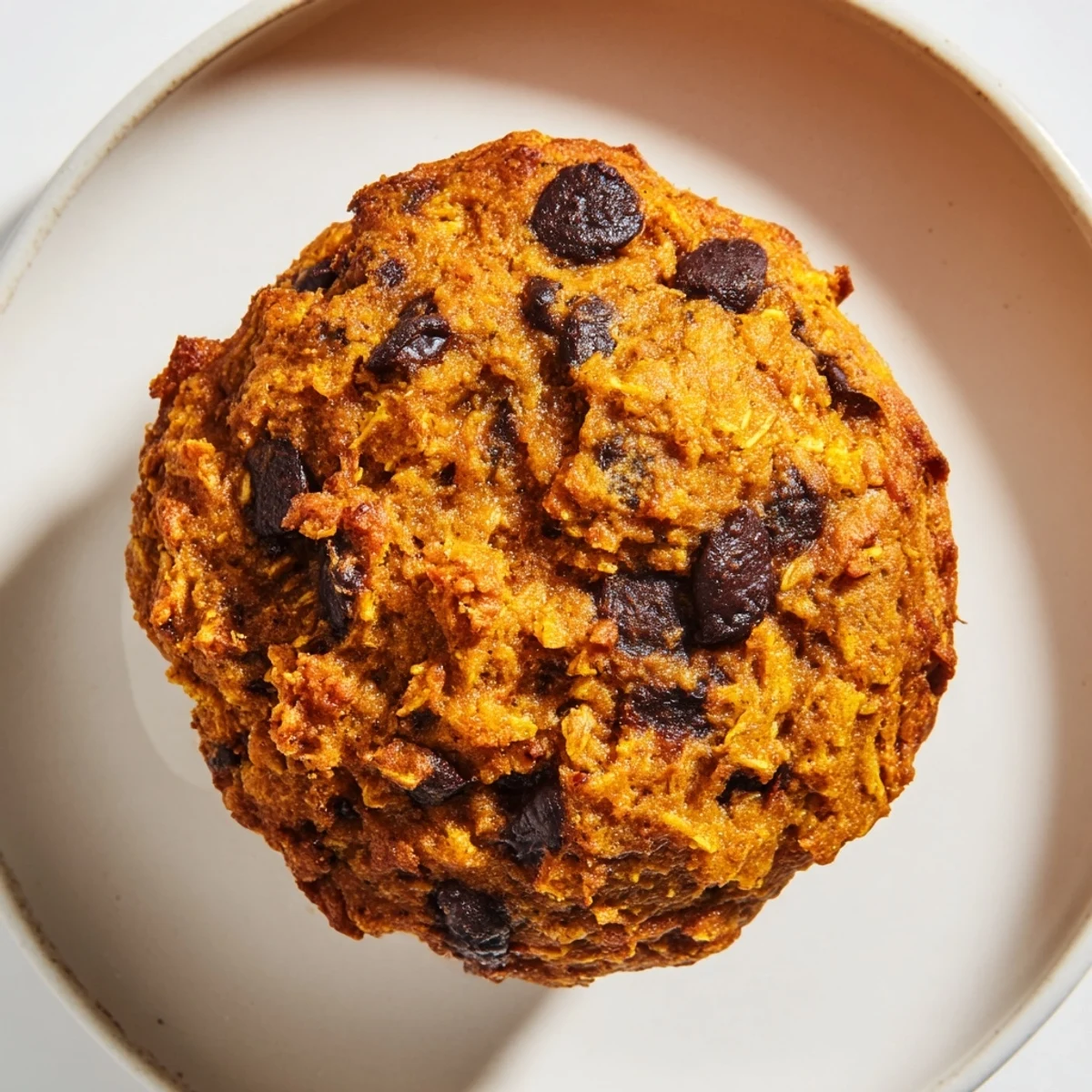 Delicious vegan pumpkin chocolate chip muffin cookies, blending spices for a festive flavor.