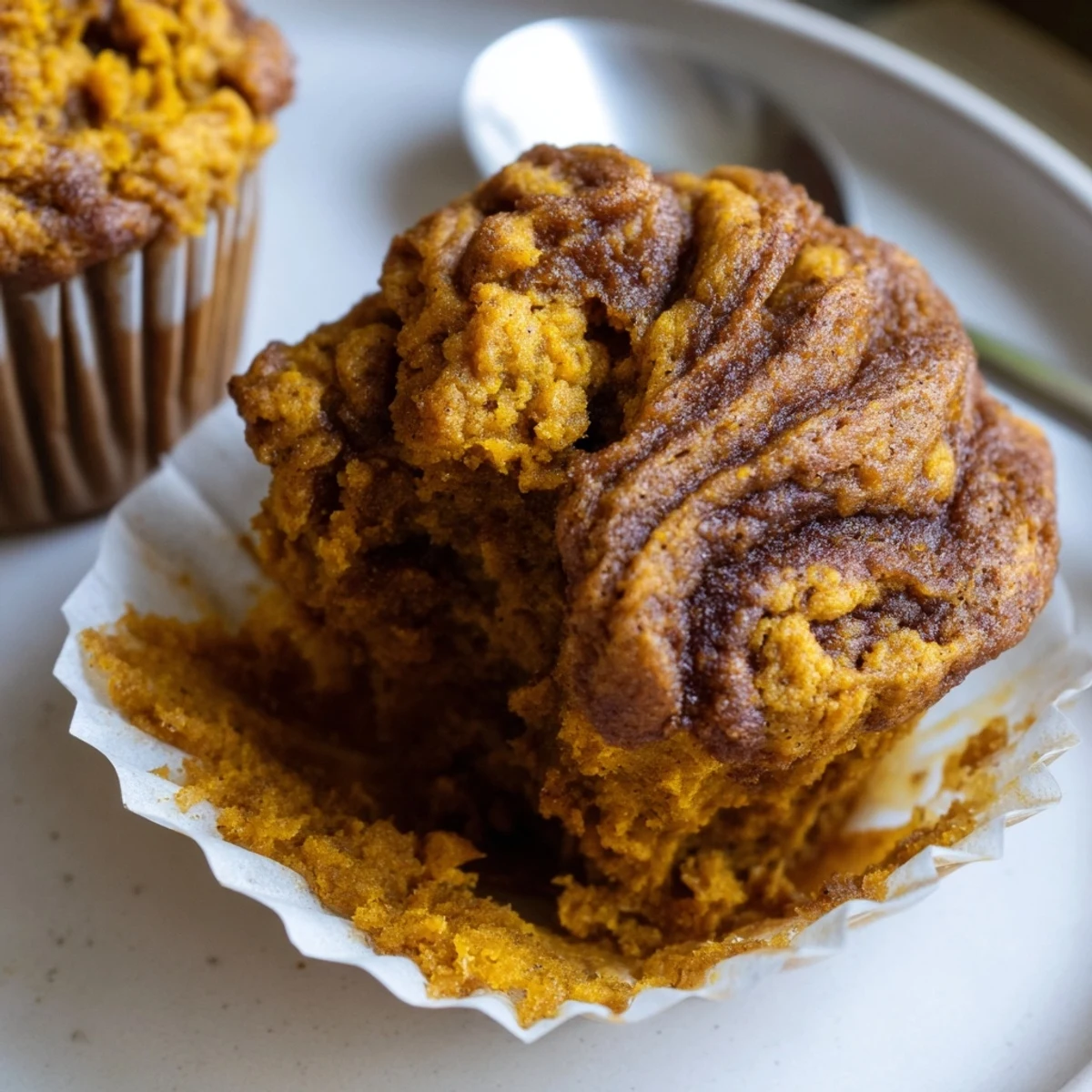 A delicious batch of gingerbread pumpkin muffin swirls, perfect for holiday mornings.  