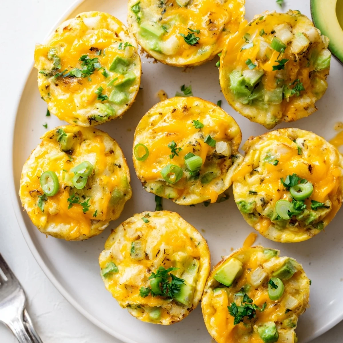 Savory Avocado Ranch Potato Egg Muffins baked until golden and fluffy, perfect for breakfast.