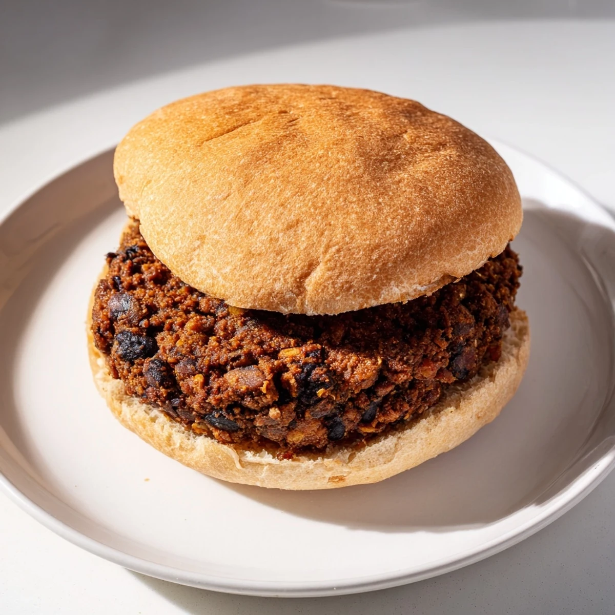 Vegan black bean burgers sizzling in a skillet, golden brown and flavorful.  