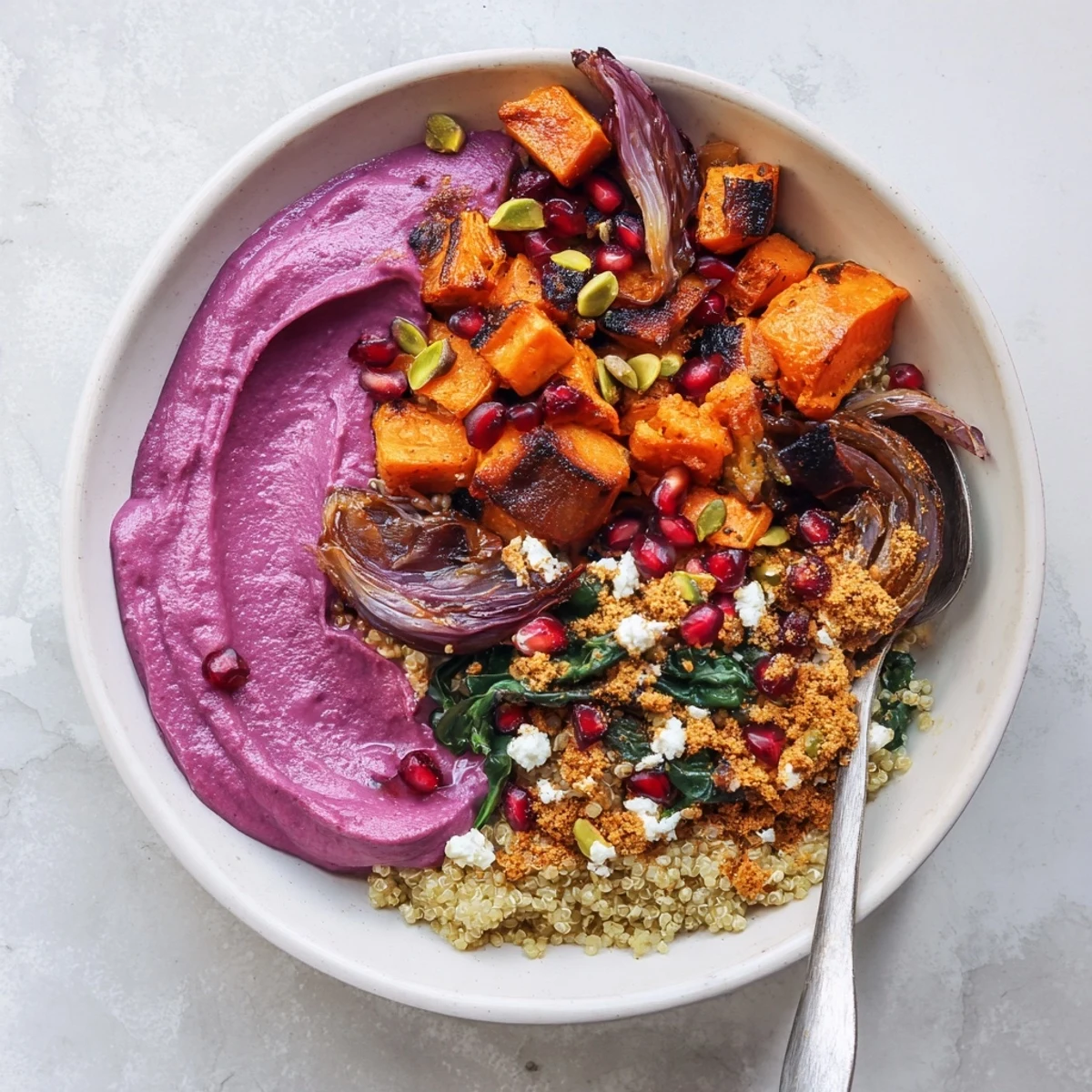 Warm Spiced Winter Bowls brimming with colorful winter vegetables and fresh toppings.