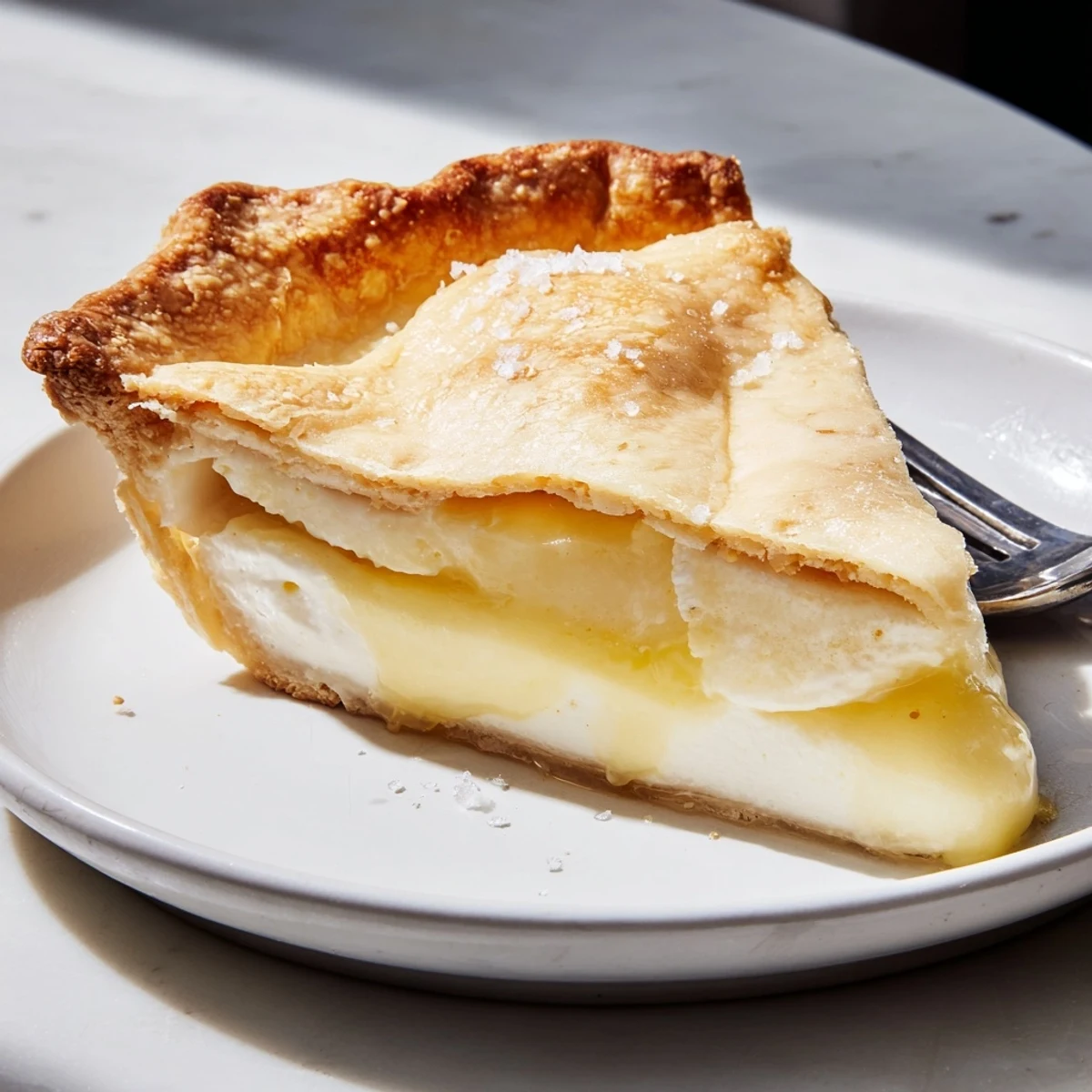 Creamy water pie with a crisp crust, perfect for nostalgic dessert lovers.  