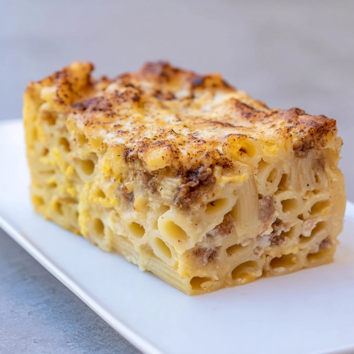 Enjoy a hearty plate of Greek Pastitsio; imagine the aroma of spiced beef and bubbly cheese.