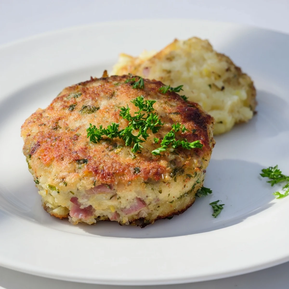Freshly made Depression-Era Ham & Potato Patties: simple, comforting American food perfect for lunch.
