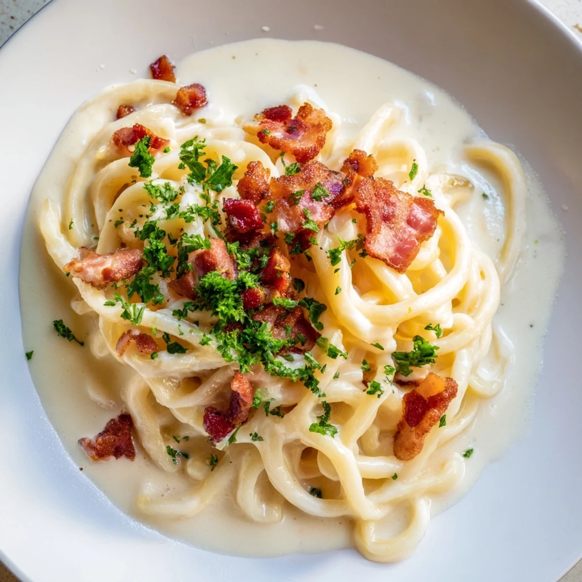 Enjoy this easy Instant Pot Carbonara Ramen Hack with perfectly cooked noodles and rich sauce.
