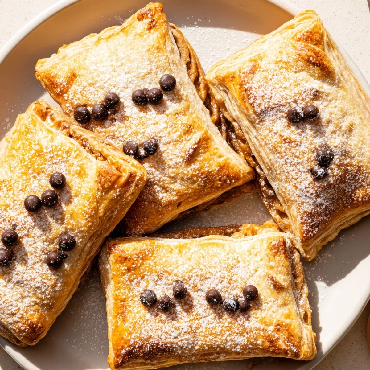 Warm, comforting image of homemade Sleeping Gingerbread Puff Pastry Pockets, perfect for a cozy dessert.