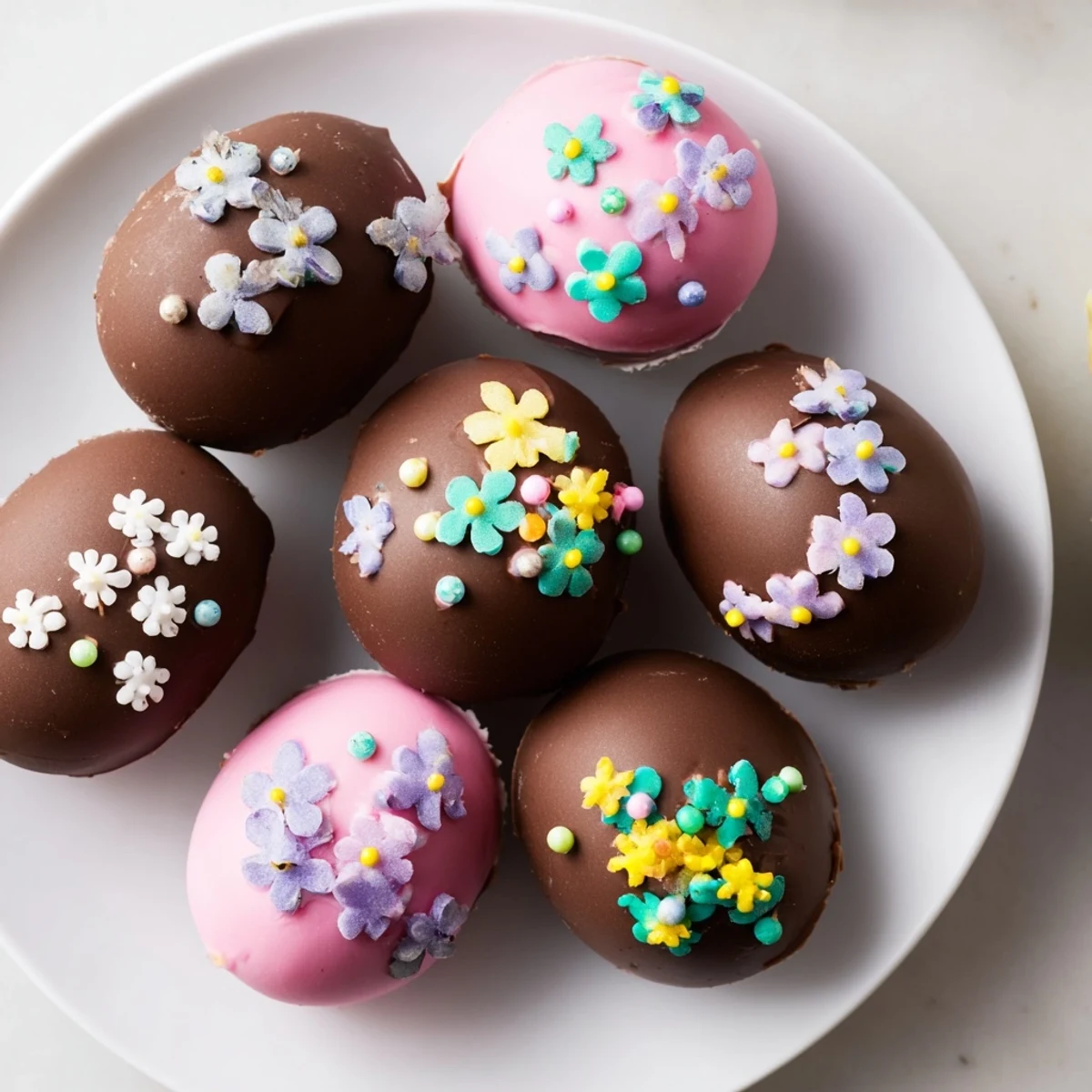 Beautifully decorated Easter candy, showcasing a delightful arrangement of sweet, homemade egg treats.