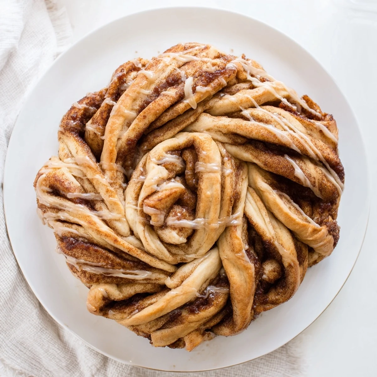 A warm, pull-apart view of the delicious Cinnamon Swirl Christmas Tree Bread, ready to share.