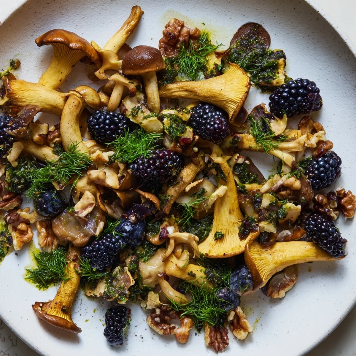 This beautiful Northwest Forest Forager recipe showcases earthy mushrooms paired with vibrant berries and nutty crunch.