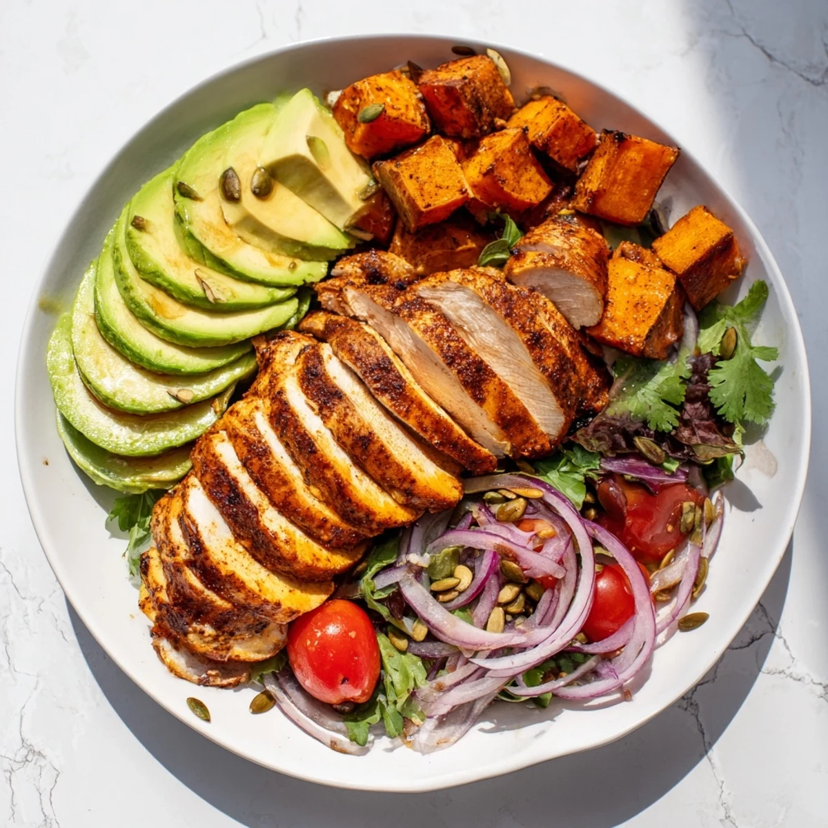 Avocado Sweet Potato Chicken Bowl