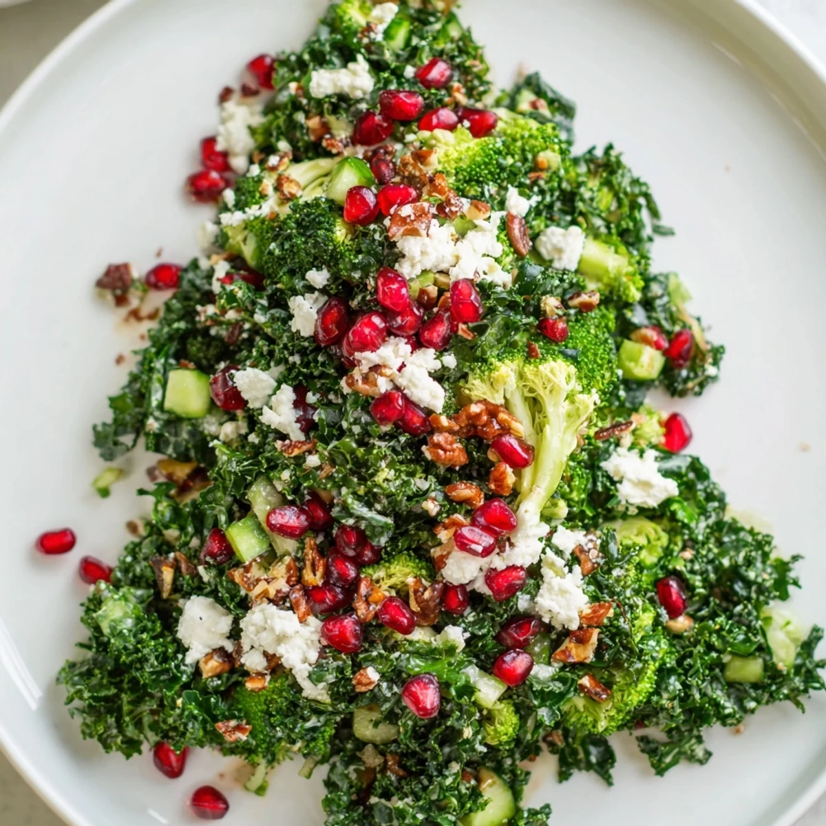 Beautifully arranged Chopped Christmas Tree Salad, a festive and healthy dish perfect for a holiday meal.