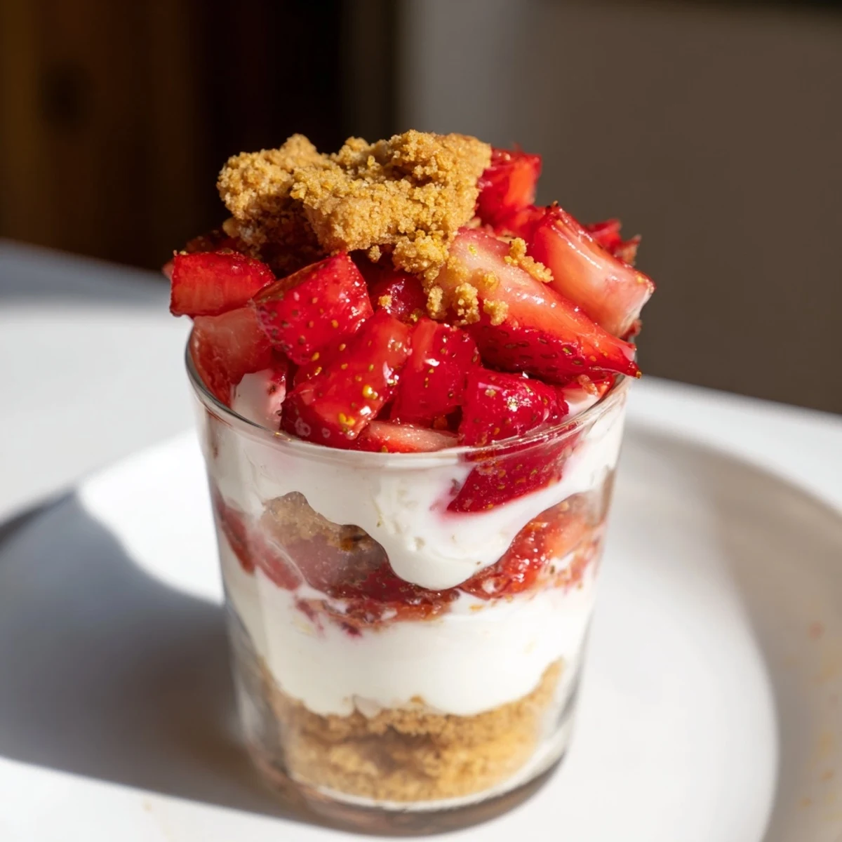 Enjoy this easy-to-make Strawberry Cheesecake Parfait, a cool and refreshing American dessert perfect for a party.