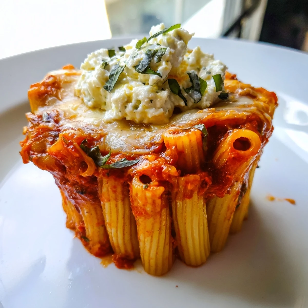 Golden-brown Baked Ziti Cups, filled with bubbling cheese, promise a delightful, cheesy Italian dinner.