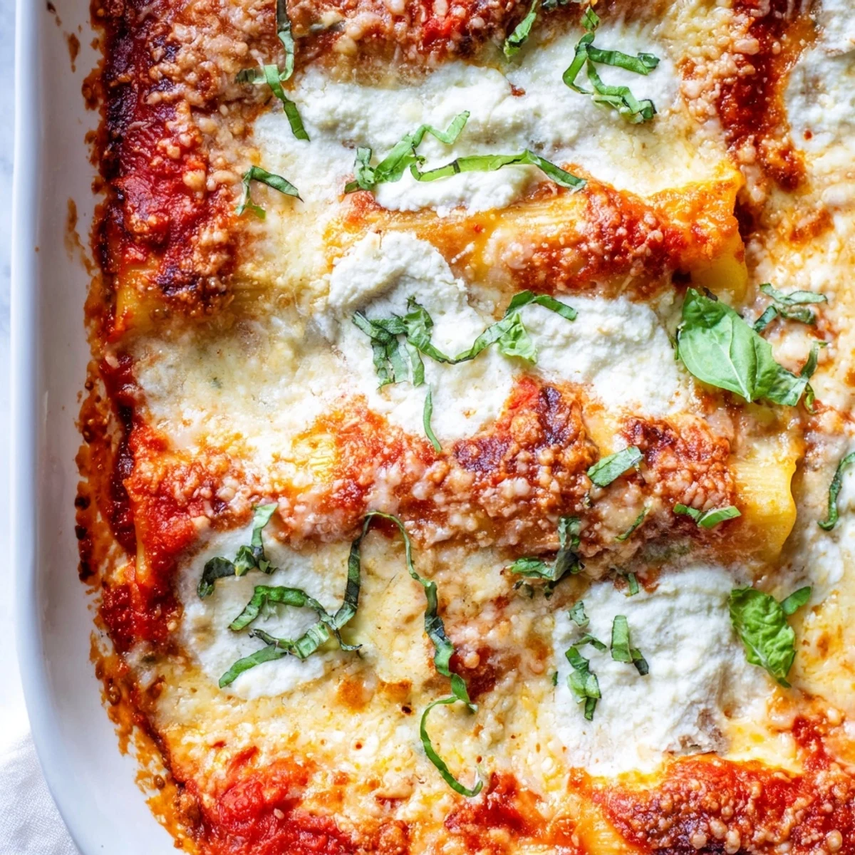 Freshly baked Four Cheese Pasta, topped with browned cheese and served for a cozy dinner.