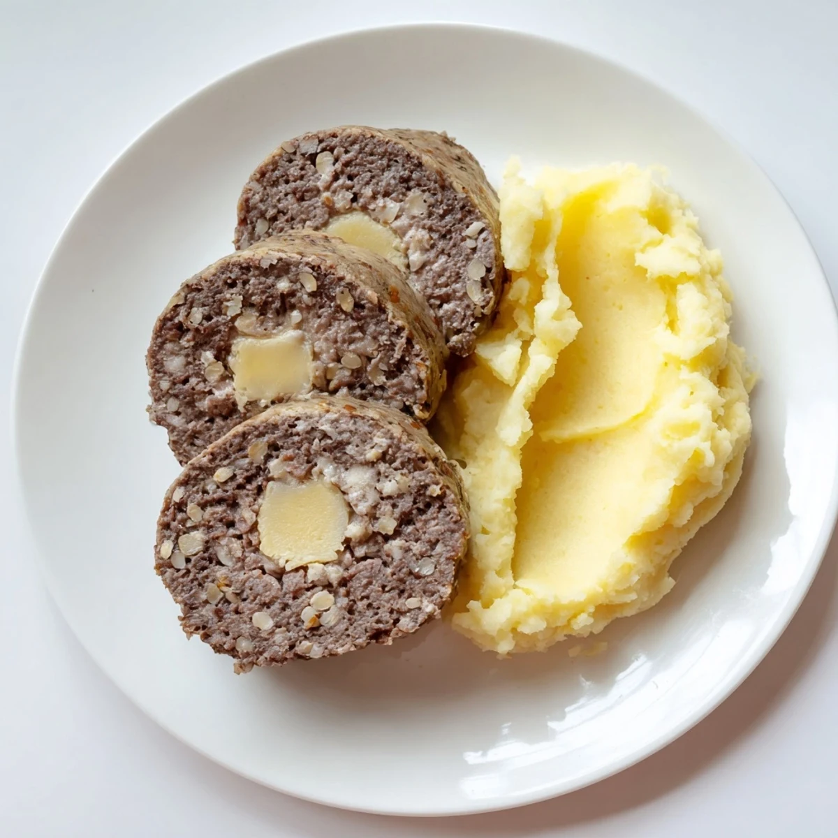 Beautifully plated traditional Scottish haggis, a rich meat pudding, with fluffy mashed potatoes and turnip.