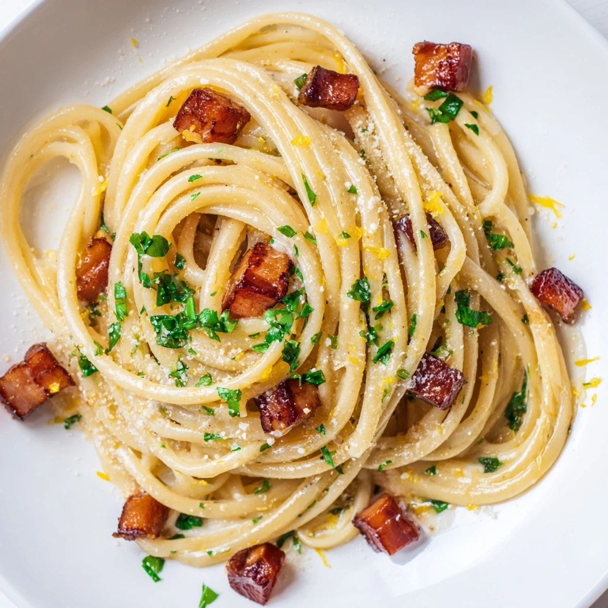 Crispy Bacon Linguine Pasta