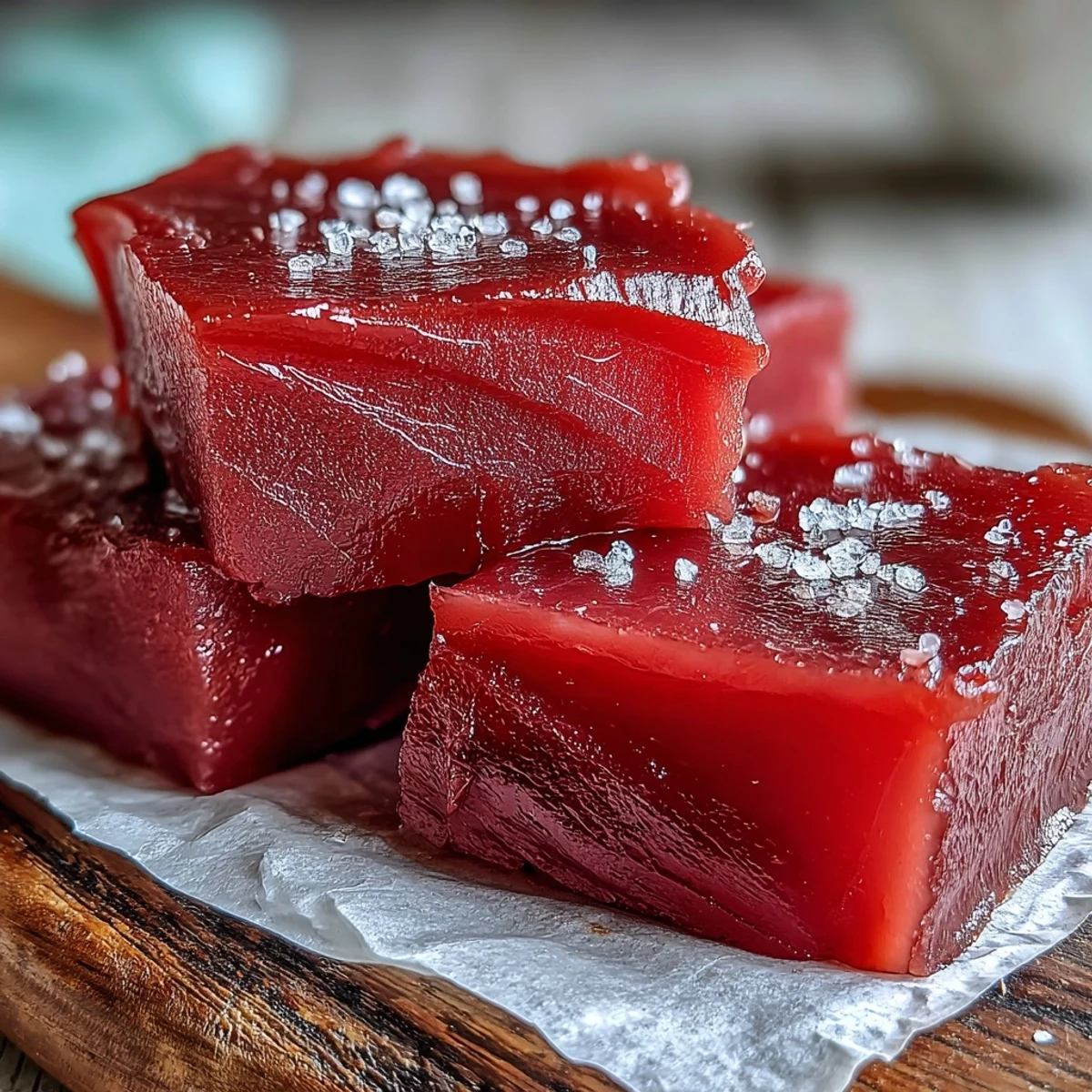 Freshly made guava paste, firm and glossy in a sliceable loaf, perfect for cheese boards.