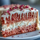 A delicate Bridal Shower Rosé Velvet Cake, softly frosted and adorned with edible gold.