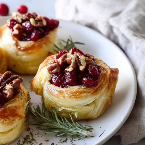Golden, bubbly Brie en Croûte Pine Tree, its pastry showcasing rich cranberry filling, ready to serve with crackers.