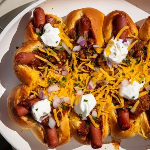 Golden, melted cheddar blankets the delicious Chili Dog Casserole, a family-favorite comfort food.
