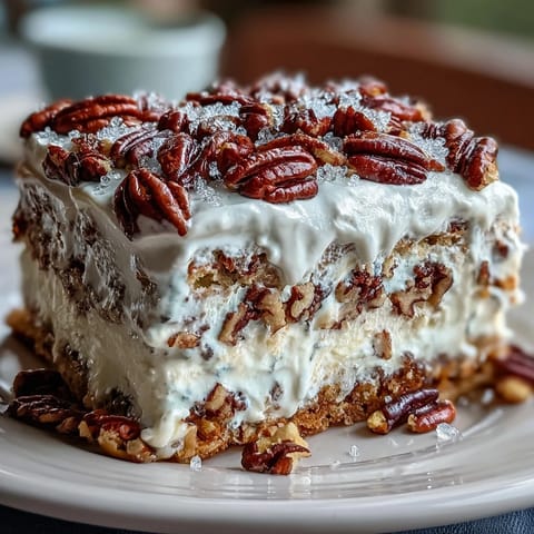 Freshly baked Butter Pecan Tres Leches Cake sliced to reveal moist, milk-soaked layers and rich, creamy topping.