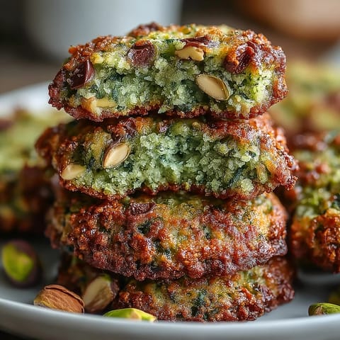 Festive green pistachio pudding cookies with chopped nuts and white chocolate chips, perfect for St. Patrick's Day celebrations.
