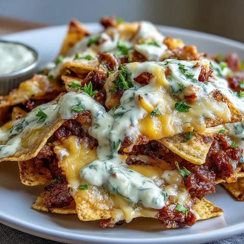 Loaded Baseball Nachos with Jalapeños and Cheese Sauce: crispy tortilla chips piled high with seasoned beef, gooey cheese sauce, and spicy jalapeños—perfect for game day snacking.