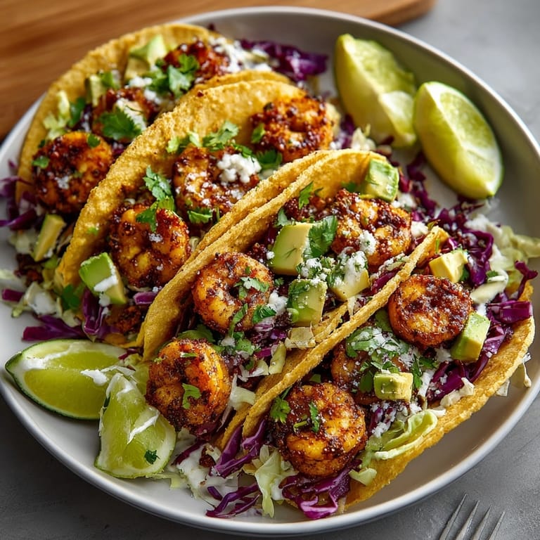 Delicious homemade Chili Lime Shrimp Tacos recipe: sauteed shrimp with tangy citrus over warm tortillas.