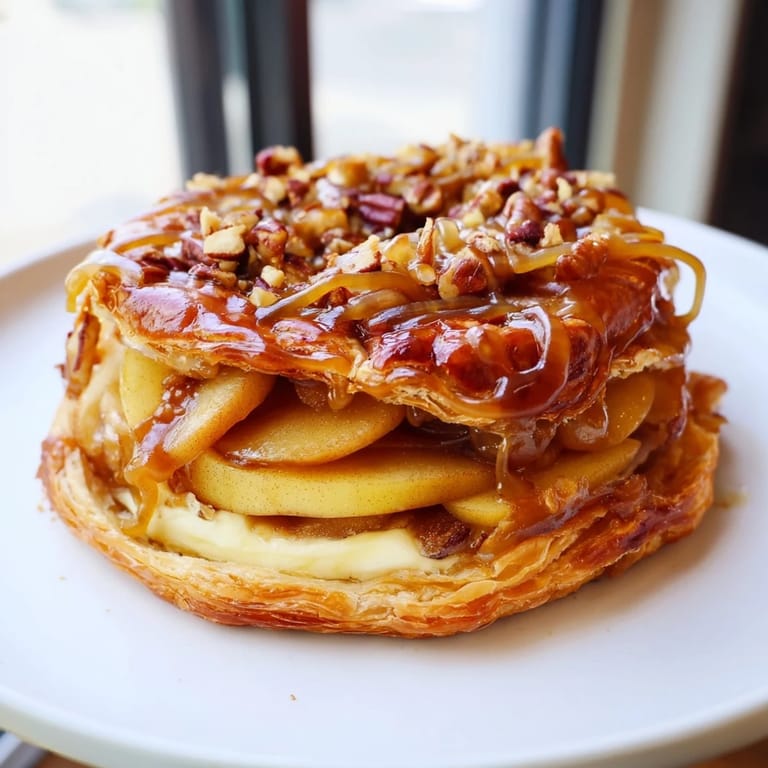 Golden pastry filled with luscious brie and caramelized apples for a fall delight.  