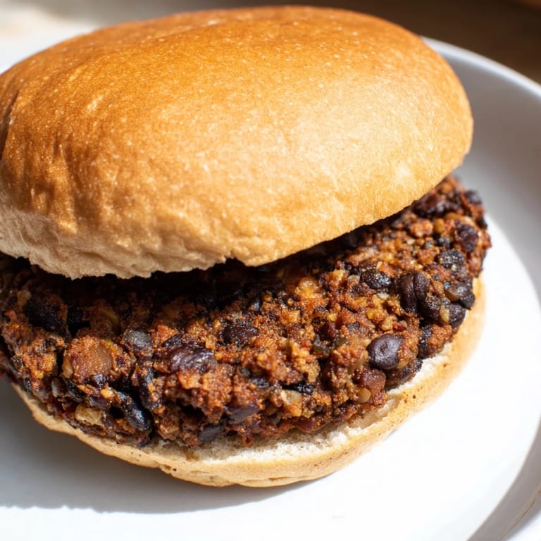 Deliciously hearty vegan black bean burgers, perfect for summer barbecues and gatherings.  