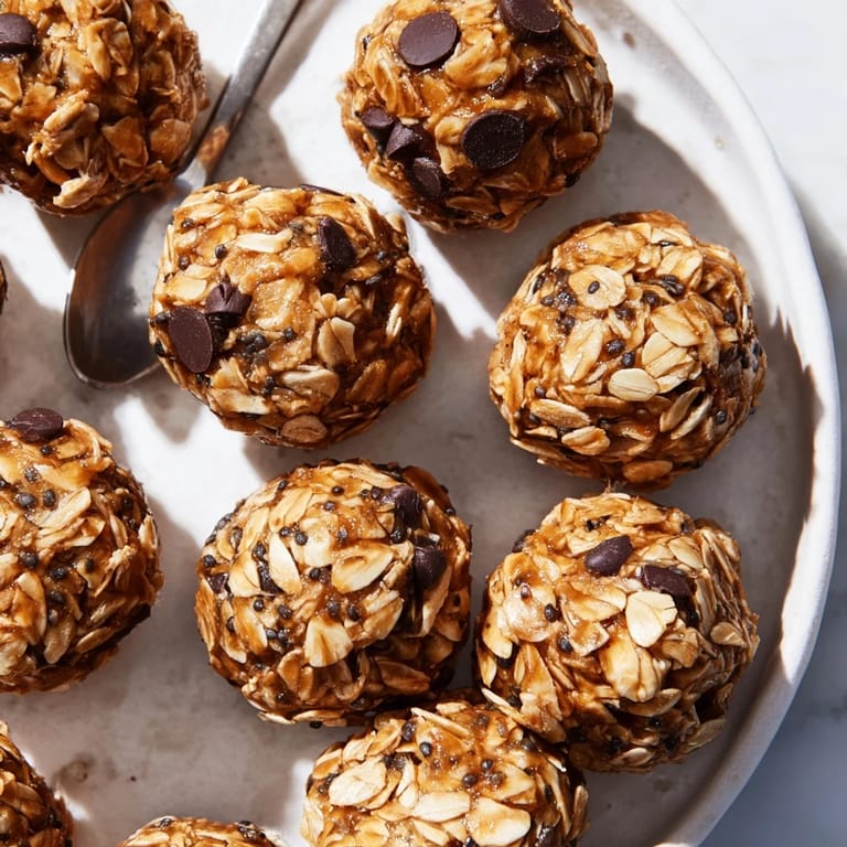 Delicious No-Bake Energy Bites rolled into balls, perfect for a quick snack fix.  