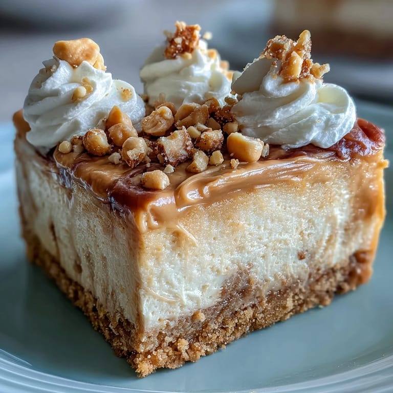 A delicious slice of Nutter Butter cheesecake reveals its creamy peanut butter swirls and crumbly cookie crust on a marble surface.
