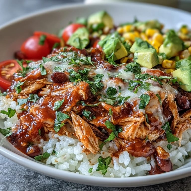 Slow-cooked salsa chicken served in vibrant bowls with cilantro, lime, and melted cheese for a flavorful, gluten-free meal.