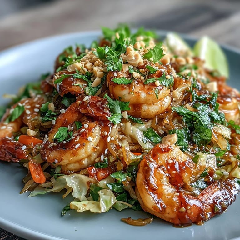 Fresh and vibrant Cabbage Pad Thai, featuring crisp shredded cabbage, tender protein, zesty sauce, and a sprinkle of roasted peanuts for satisfying texture.