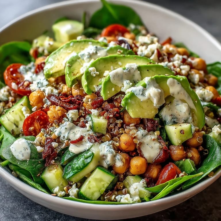 Hearty ancient grains bowl with tender farro, fluffy quinoa, and juicy chickpeas.