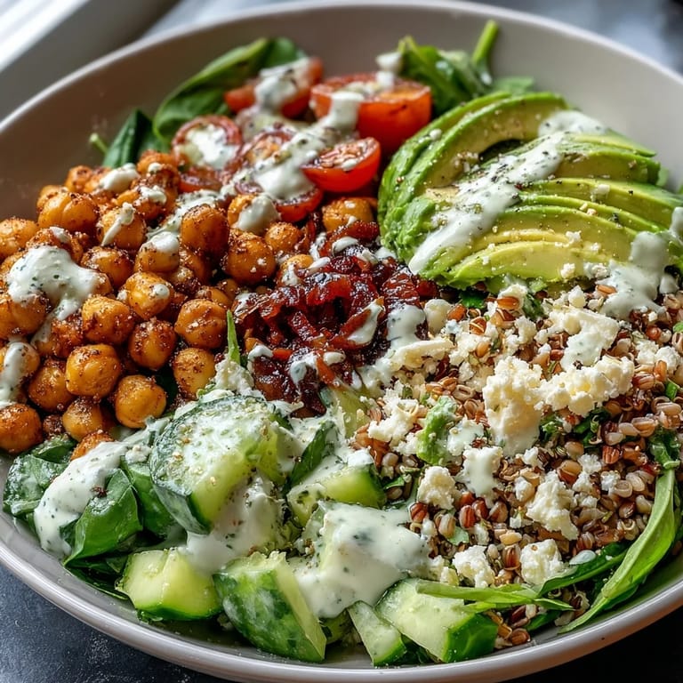 Vegan ancient grains bowl featuring vibrant veggies and creamy avocado, ready to serve.