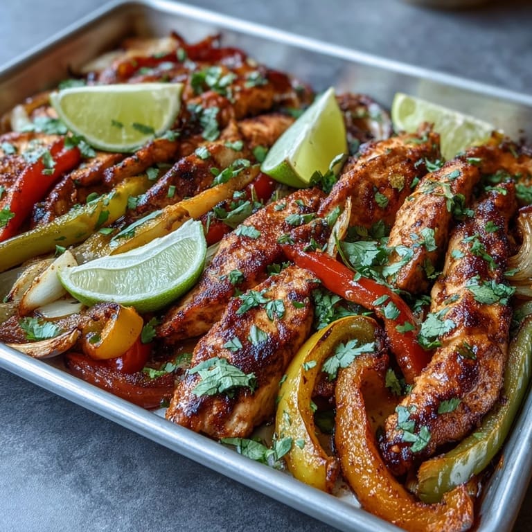 One-pan wonders: Sheet pan chicken fajitas ready to be served with tortillas.